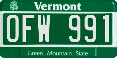 VT license plate OFW991