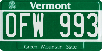 VT license plate OFW993