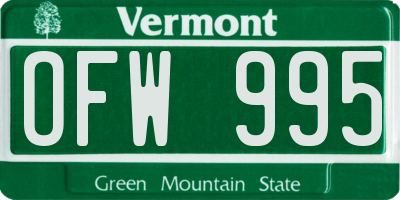 VT license plate OFW995