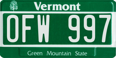 VT license plate OFW997