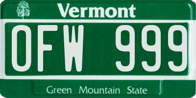 VT license plate OFW999