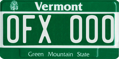 VT license plate OFX000