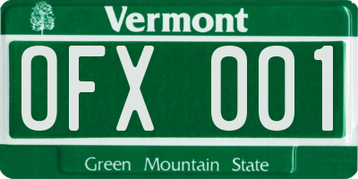 VT license plate OFX001