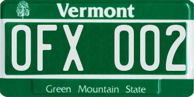 VT license plate OFX002