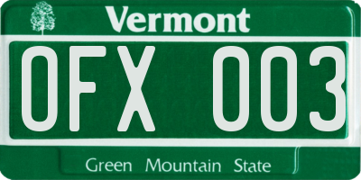VT license plate OFX003