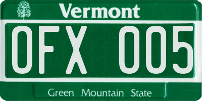 VT license plate OFX005