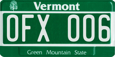 VT license plate OFX006