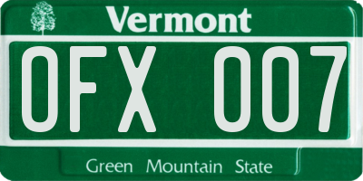 VT license plate OFX007