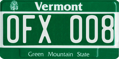 VT license plate OFX008