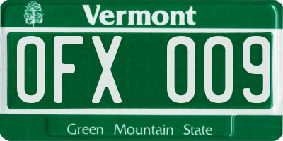 VT license plate OFX009