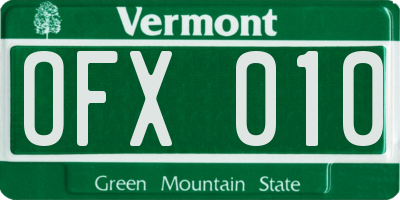 VT license plate OFX010
