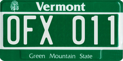 VT license plate OFX011