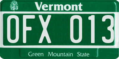 VT license plate OFX013