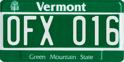 VT license plate OFX016
