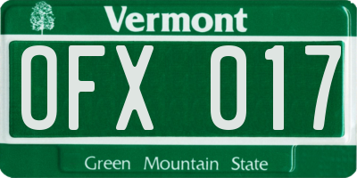 VT license plate OFX017