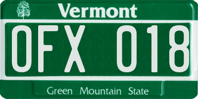 VT license plate OFX018