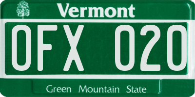 VT license plate OFX020