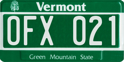 VT license plate OFX021