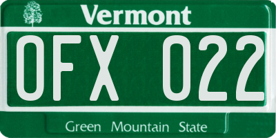 VT license plate OFX022