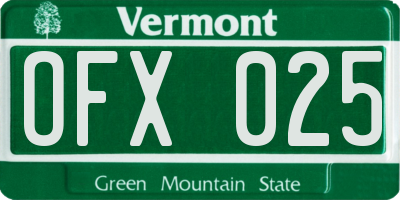 VT license plate OFX025