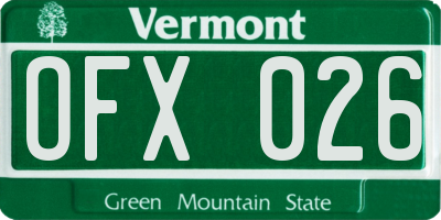VT license plate OFX026