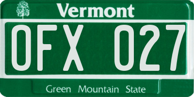 VT license plate OFX027