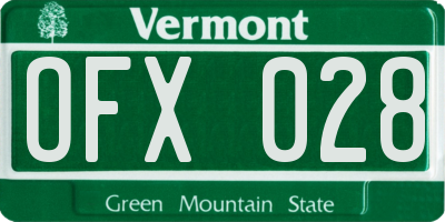 VT license plate OFX028