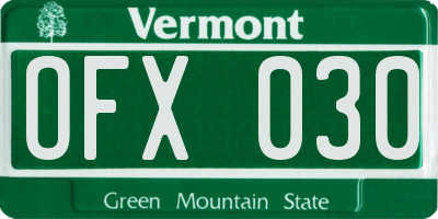 VT license plate OFX030