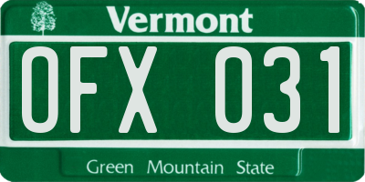 VT license plate OFX031