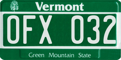VT license plate OFX032