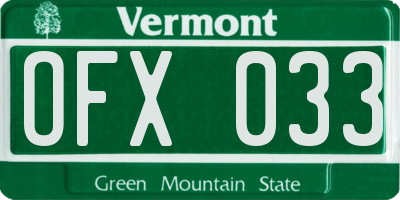VT license plate OFX033