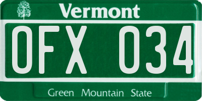 VT license plate OFX034