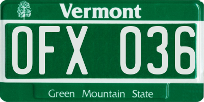 VT license plate OFX036
