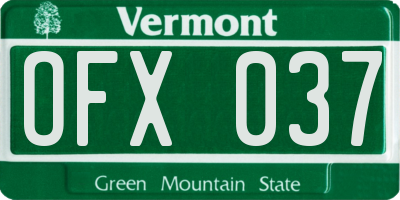 VT license plate OFX037