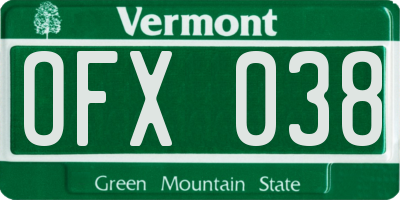 VT license plate OFX038