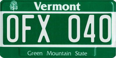 VT license plate OFX040