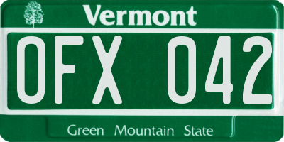 VT license plate OFX042