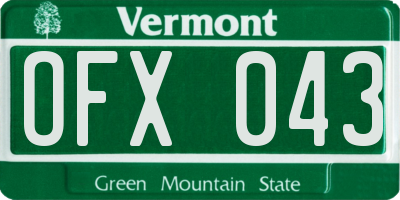 VT license plate OFX043