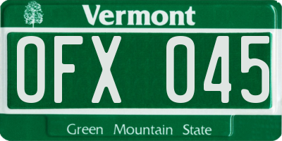 VT license plate OFX045