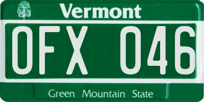 VT license plate OFX046