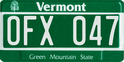 VT license plate OFX047