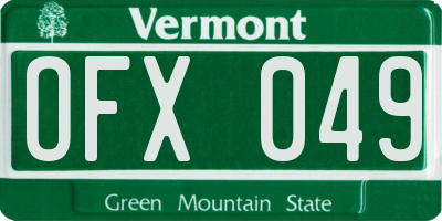 VT license plate OFX049