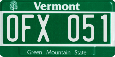 VT license plate OFX051