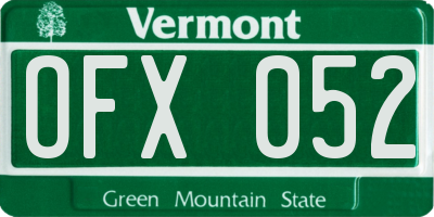 VT license plate OFX052