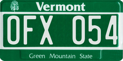 VT license plate OFX054