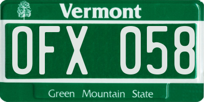 VT license plate OFX058