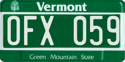 VT license plate OFX059