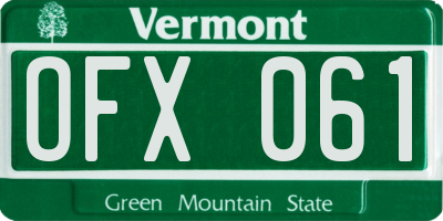 VT license plate OFX061
