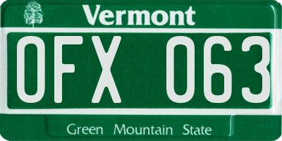 VT license plate OFX063