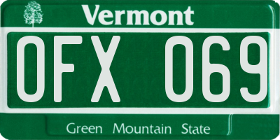 VT license plate OFX069
